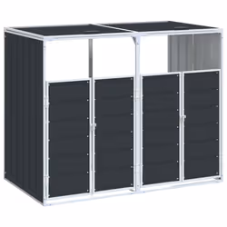 vidaXL Wheelie Bin Storage for Double Bins Garden Trash Cover Anthracite Steel