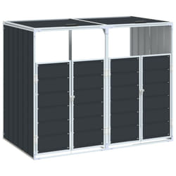 vidaXL Wheelie Bin Storage for Double Bins Garden Trash Cover Anthracite Steel