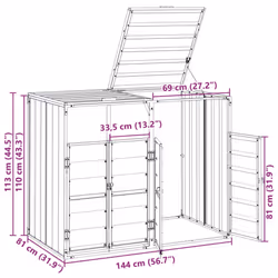 vidaXL Wheelie Bin Storage for Double Bins Garden Trash Cover Anthracite Steel