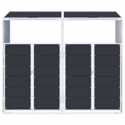 vidaXL Wheelie Bin Storage for Double Bins Garden Trash Cover Anthracite Steel - Additional view 4