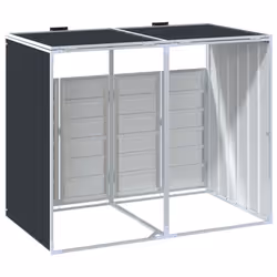 vidaXL Wheelie Bin Storage for Double Bins Garden Trash Cover Anthracite Steel - Additional view 6