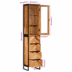 vidaXL Bathroom Cabinet Vanity Unit Storage Cupboard Iron & Solid Wood Acacia - Additional view 3
