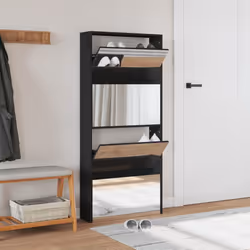 vidaXL Shoe Cabinet Organiser Rack Stand 4-Layer Mirror Oak/White 63x17x134 cm - black - Additional view 2
