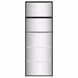 vidaXL Shoe Cabinet 5-Layer Mirror 63x17x169.5cm Rack Organiser Oak/White - black - Additional view 4