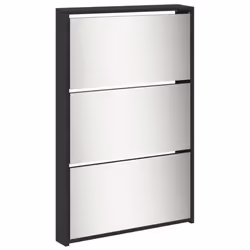 vidaXL Shoe Cabinet 5-Layer Mirror 63x17x169.5cm Rack Organiser Oak/White - black - Additional view 5