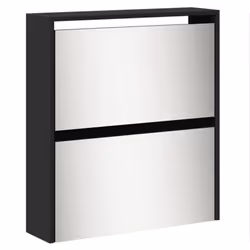 vidaXL Shoe Cabinet 5-Layer Mirror 63x17x169.5cm Rack Organiser Oak/White - black - Additional view 6