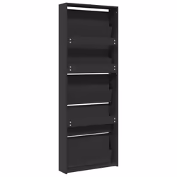 vidaXL Shoe Cabinet 5-Layer Mirror 63x17x169.5cm Rack Organiser Oak/White - black - Additional view 8