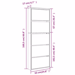 vidaXL Shoe Cabinet 5-Layer Mirror 63x17x169.5cm Rack Organiser Oak/White - grey sonoma - Additional view 3