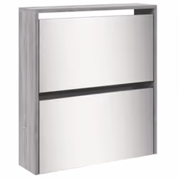 vidaXL Shoe Cabinet 5-Layer Mirror 63x17x169.5cm Rack Organiser Oak/White - grey sonoma - Additional view 6