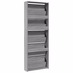 vidaXL Shoe Cabinet 5-Layer Mirror 63x17x169.5cm Rack Organiser Oak/White - grey sonoma - Additional view 8
