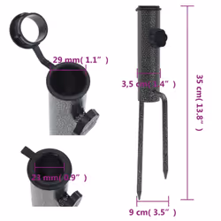 vidaXL Parasol Stands with Spikes Lawn Umbrella Holder 2 pcs Galvanised Steel - Additional view 6