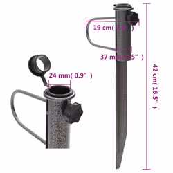 vidaXL Parasol Stands with Spikes Lawn Umbrella Holder 2 pcs Galvanised Steel - Additional view 3