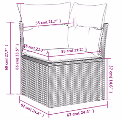 vidaXL Garden Sofa Set 10 Piece with Cushions Outdoor Sofa Black Poly Rattan - Additional view 10