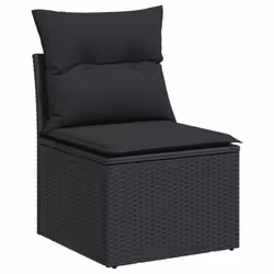 vidaXL Garden Sofa Set 10 Piece with Cushions Outdoor Sofa Black Poly Rattan - Additional view 4