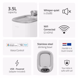 Hombli HBWF-0109 dog/cat feeder/waterer Stainless steel White Automatic pet waterer - Additional view 2