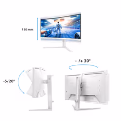 Philips 21:9 FAST VA 34M2C5601QA/00 Monitor 34 inch UWQHD 21:9 White - Additional view 3