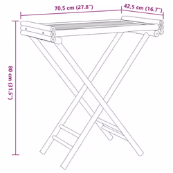 vidaXL Folding Tray Table Snack Dinner TV Tray Table Serving Side Table Bamboo - Additional view 9