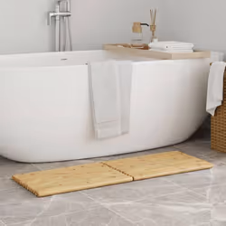 vidaXL Bath Mats Non-Slip Bathroom Shower Mat Floor Mat Bath Rug 2 pcs Bamboo - 50 x 35 cm