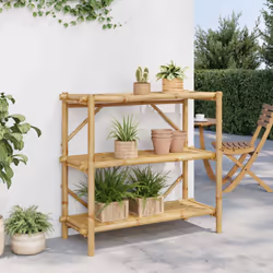 vidaXL 3-Layer Shelf Displaying Storage Shelf Organiser Storage Rack Bamboo - Additional view 2