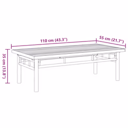 vidaXL Coffee Table Hallway Tea Accent End Table Centre Sofa Table Bamboo - 110 x 55 x 35 cm - Additional view 7
