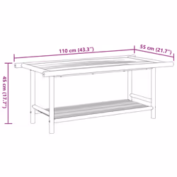 vidaXL Coffee Table Hallway Tea Accent End Table Centre Sofa Table Bamboo - 110 x 55 x 45 cm