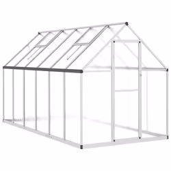 vidaXL Greenhouse with Base Frame Walk in Grow House Anthracite Aluminium - silver, 334 x 169 x 195 cm