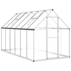 vidaXL Greenhouse with Base Frame Walk in Grow House Anthracite Aluminium - silver, 334 x 169 x 195 cm