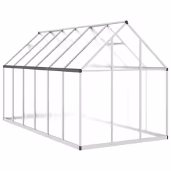 vidaXL Greenhouse with Base Frame Walk in Grow House Anthracite Aluminium - silver, 334 x 169 x 195 cm - Additional view 4