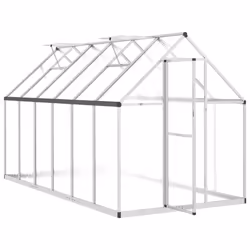 vidaXL Greenhouse with Base Frame Walk in Grow House Anthracite Aluminium - silver, 334 x 169 x 195 cm - Additional view 5