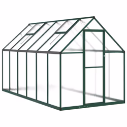 vidaXL Greenhouse with Base Frame Walk in Grow House Anthracite Aluminium - green, 334 x 169 x 195 cm