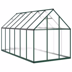 vidaXL Greenhouse with Base Frame Walk in Grow House Anthracite Aluminium - green, 334 x 169 x 195 cm - Additional view 4