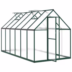 vidaXL Greenhouse with Base Frame Walk in Grow House Anthracite Aluminium - green, 334 x 169 x 195 cm - Additional view 5