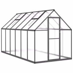 vidaXL Greenhouse with Base Frame Walk in Grow House Anthracite Aluminium - anthracite, 334 x 169 x 195 cm