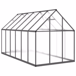 vidaXL Greenhouse with Base Frame Walk in Grow House Anthracite Aluminium - anthracite, 334 x 169 x 195 cm - Additional view 4