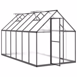 vidaXL Greenhouse with Base Frame Walk in Grow House Anthracite Aluminium - anthracite, 334 x 169 x 195 cm - Additional view 5