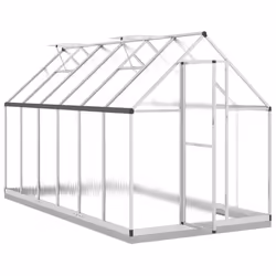 vidaXL Greenhouse with Base Frame Walk in Grow House Anthracite Aluminium - silver, 334 x 169 x 202 cm - Additional view 5
