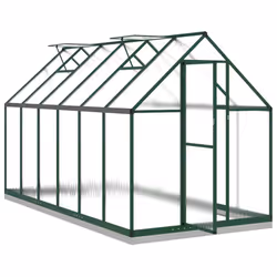 vidaXL Greenhouse with Base Frame Walk in Grow House Anthracite Aluminium - green, 334 x 169 x 202 cm - Additional view 5
