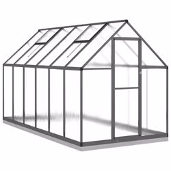 vidaXL Greenhouse with Base Frame Walk in Grow House Anthracite Aluminium - anthracite, 334 x 169 x 202 cm