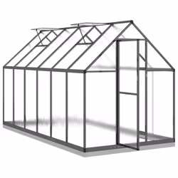vidaXL Greenhouse with Base Frame Walk in Grow House Anthracite Aluminium - anthracite, 334 x 169 x 202 cm - Additional view 5