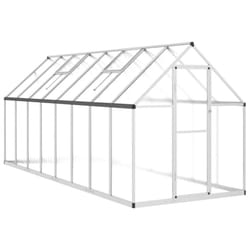 vidaXL Greenhouse with Base Frame Walk in Grow House Anthracite Aluminium - silver, 445 x 169 x 195 cm