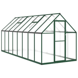 vidaXL Greenhouse with Base Frame Walk in Grow House Anthracite Aluminium - green, 445 x 169 x 195 cm