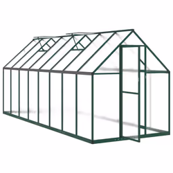 vidaXL Greenhouse with Base Frame Walk in Grow House Anthracite Aluminium - green, 445 x 169 x 195 cm - Additional view 5