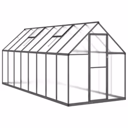 vidaXL Greenhouse with Base Frame Walk in Grow House Anthracite Aluminium - anthracite, 445 x 169 x 195 cm