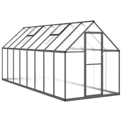 vidaXL Greenhouse with Base Frame Walk in Grow House Anthracite Aluminium - anthracite, 445 x 169 x 195 cm