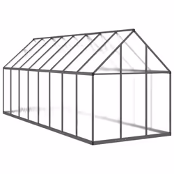 vidaXL Greenhouse with Base Frame Walk in Grow House Anthracite Aluminium - anthracite, 445 x 169 x 195 cm - Additional view 4
