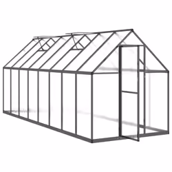 vidaXL Greenhouse with Base Frame Walk in Grow House Anthracite Aluminium - anthracite, 445 x 169 x 195 cm - Additional view 5