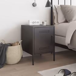 vidaXL Bedside Cabinet Bedroom Nightstand Bed Table Bed Cabinet Black Steel