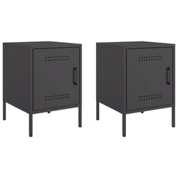 vidaXL Bedside Cabinet Bedroom Nightstand Bed Side Table Bed Cabinet Steel - black, 2 pcs