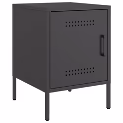 vidaXL Bedside Cabinet Bedroom Nightstand Bed Side Table Bed Cabinet Steel - black, 2 pcs