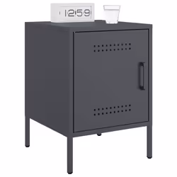 vidaXL Bedside Cabinet Bedroom Nightstand Bed Side Table Bed Cabinet Steel - anthracite, 2 pcs